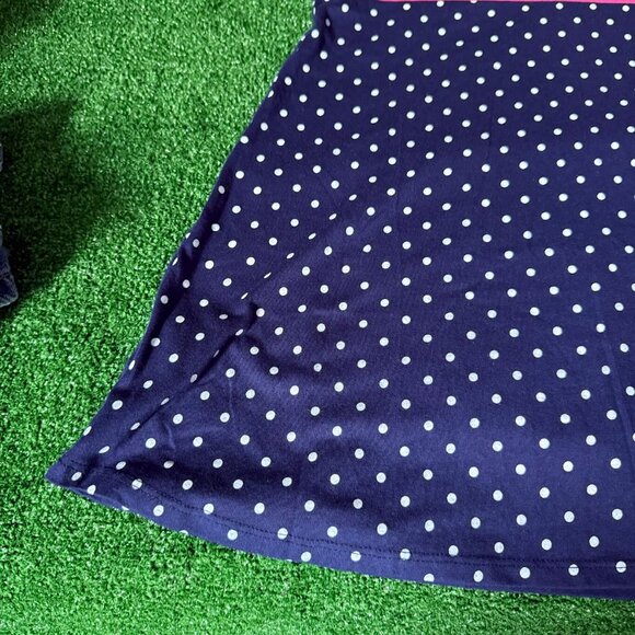 Faded Glory Crew Neck Anchor Nautical Polka Dot Pink & Navy T-shirt Dress Size L - Picture 10 of 11